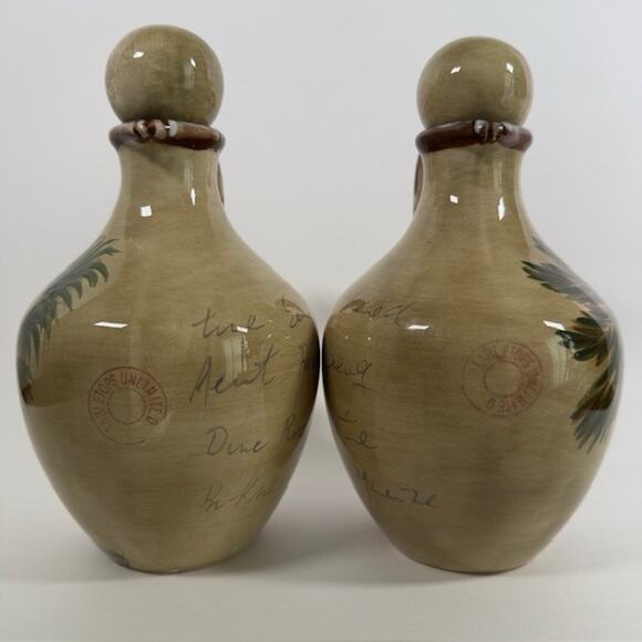 Tabletops Unlimited Bora Bora (2) Oil Or Vinegar Cruet and Stopper Palm Trees - Picture 6 of 16